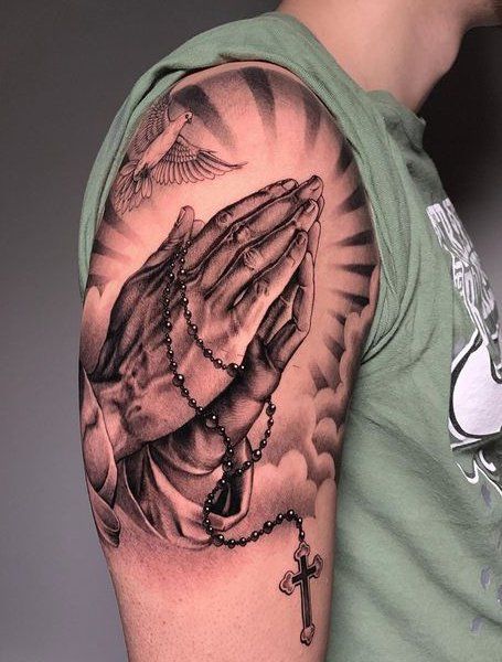 Praying Hands Tattoo Ideas 2025: Rosary, Realism, Shoulder, Chest, Neck, Back and More