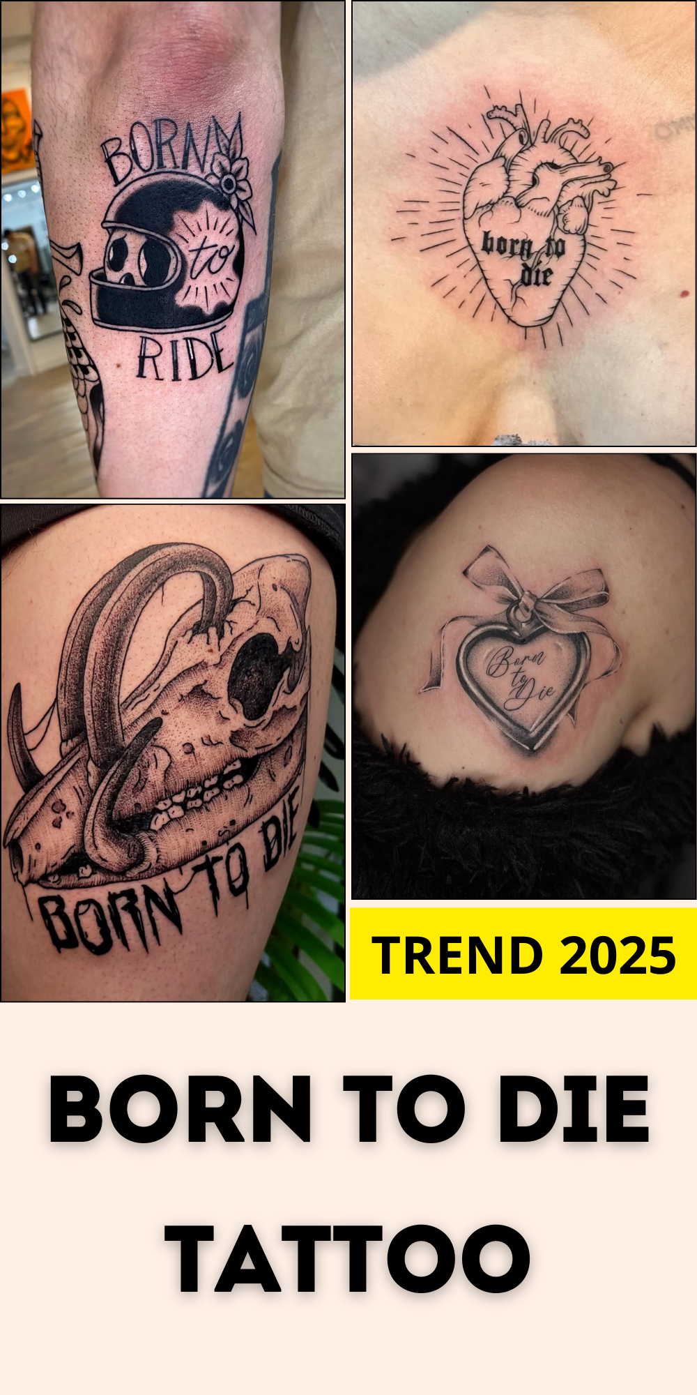 30 Born to Die Tattoo Ideas 2025: Aesthetic Lettering, Stomach and Collarbone Placement