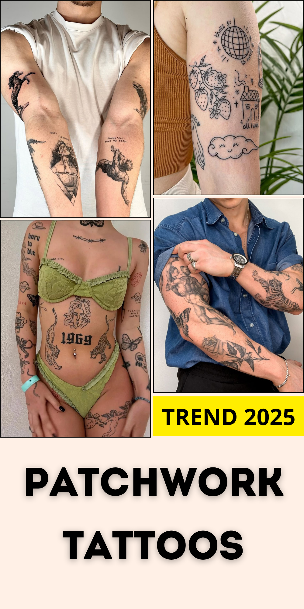 25 Patchwork Tattoo 2025 Ideas for Men and Women – Cool Arm, Sleeve, and Leg Designs