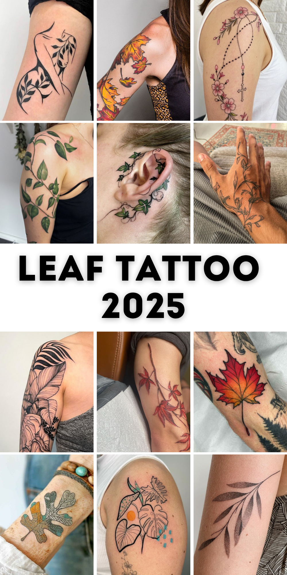 27 Leaf Tattoos 2025 Designs for Guys &#038; Girls – Fine line, Sleeve, Under breast &#038; Autumn ink Concepts