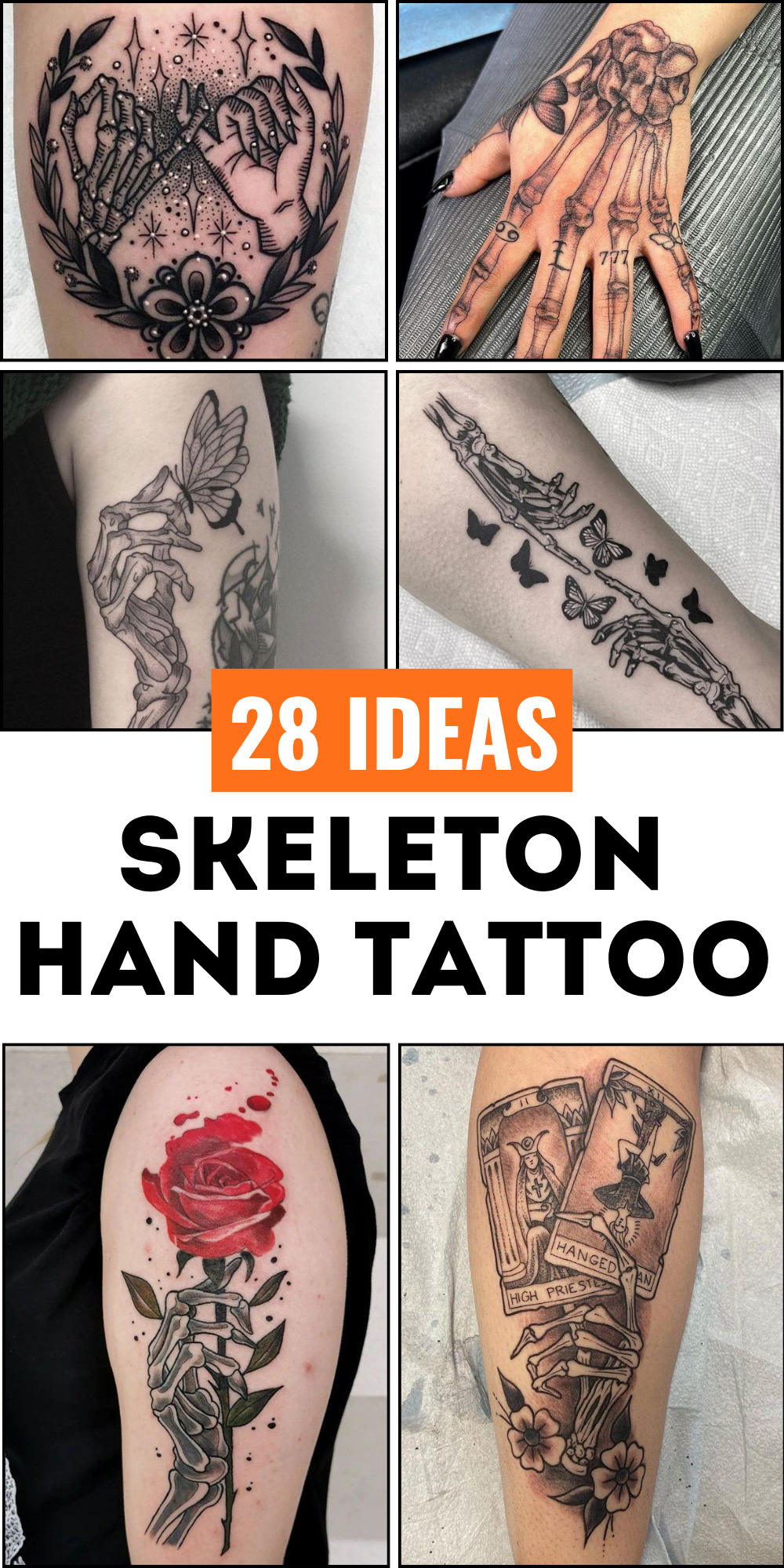 28 Skeleton Hand Tattoo Ideas 2025 Designs for Guy and Girl, Floral, Butterfly, Red ink and Full Body