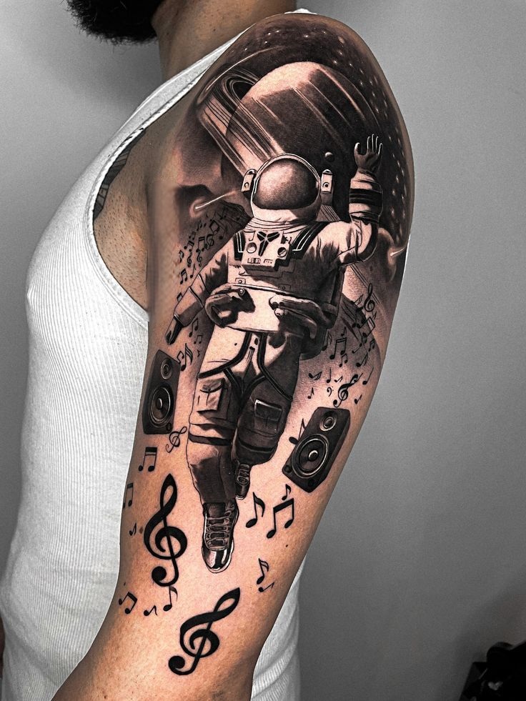 Astronaut Tattoo Ideas for Men and Women – Minimalist, Stencil Outline, and Cosmic Designs