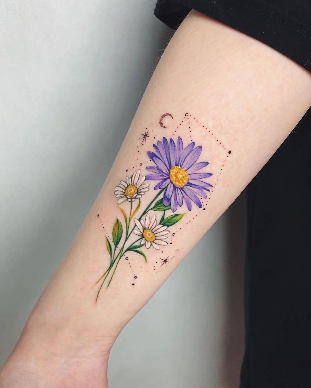 25 September Birth Flower Tattoo Ideas 2025: Aster Designs with Name, Color, Spine, and Memorial Ink Styles
