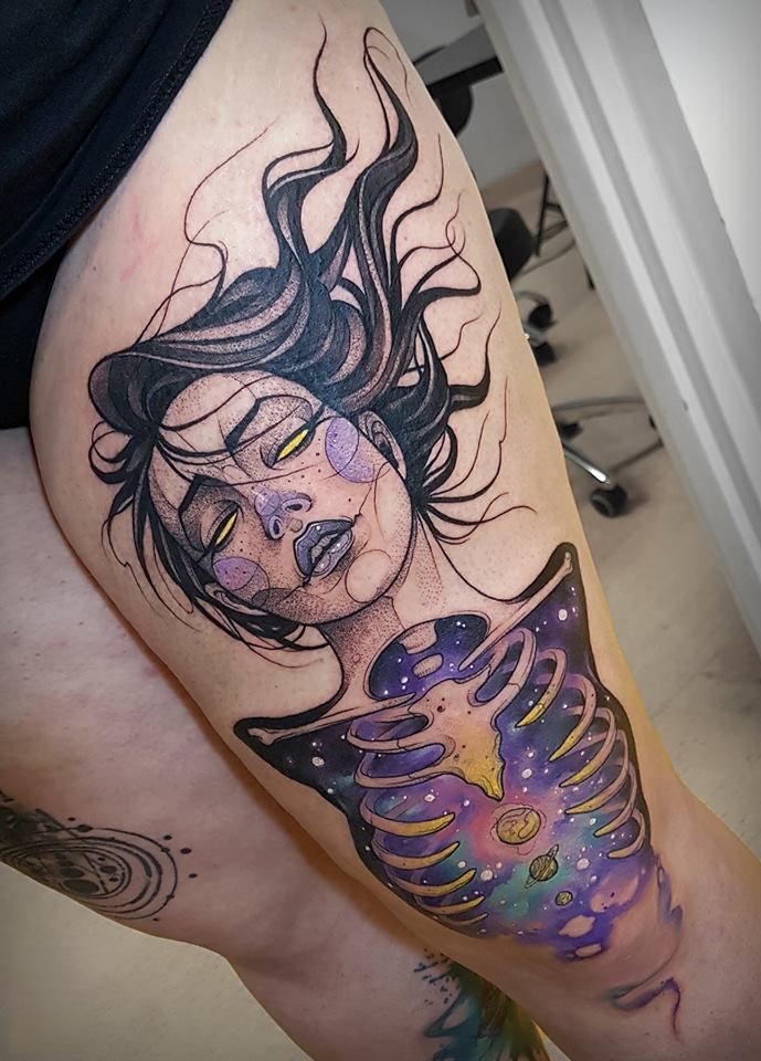27 Galaxy Tattoo Ideas with Sleeve Designs, Black and Grey, and Cosmic Color Concepts