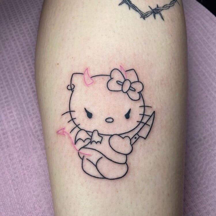Hello Kitty Tattoo 29 Ideas 2025 for Women, Men &#038; Couples – Sleeve, Fine Line, Y2K, Cien Pies &#038; More