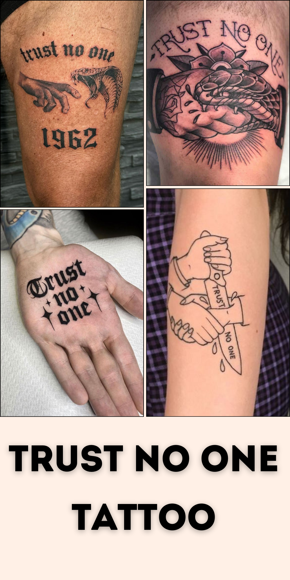 25 Trust No One Tattoo Designs with Lettering, Fonts, Ideas for Men and Women