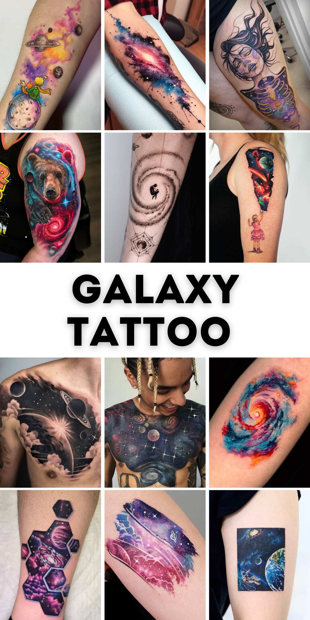27 Galaxy Tattoo Ideas with Sleeve Designs, Black and Grey, and Cosmic Color Concepts