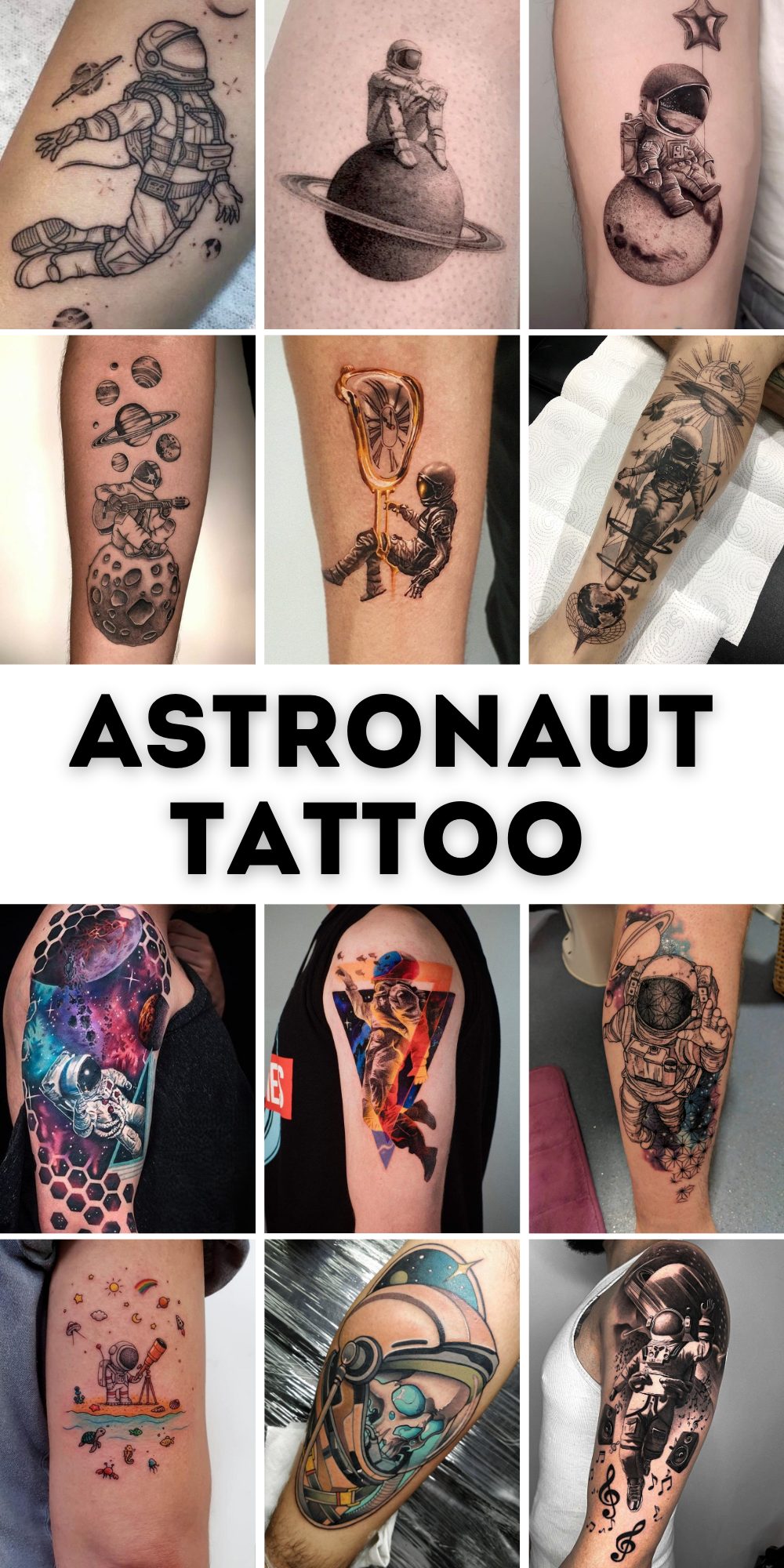 Astronaut Tattoo Ideas for Men and Women – Minimalist, Stencil Outline, and Cosmic Designs