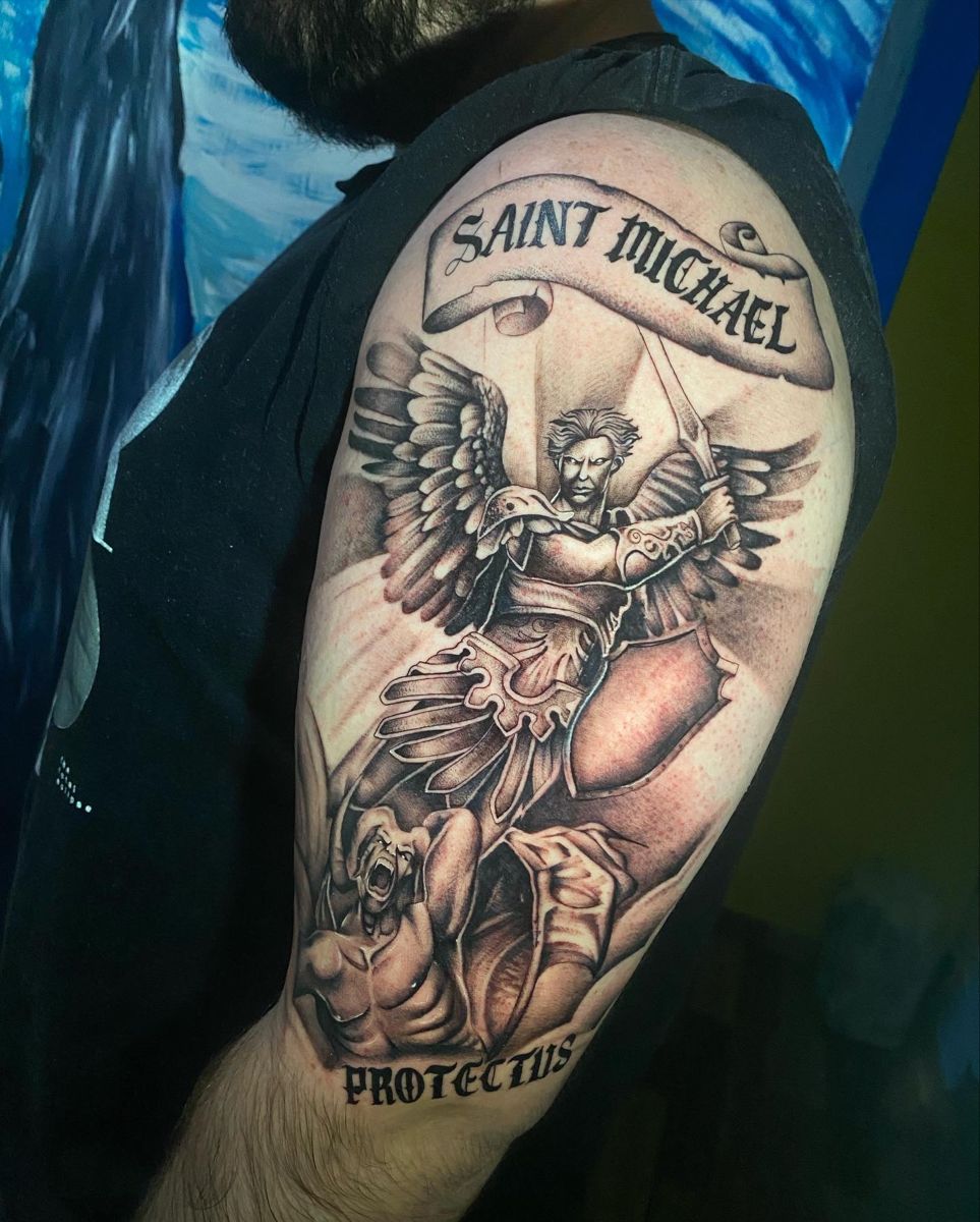 29 Powerful St Michael Tattoo Designs for Men and Women – Forearm, Sleeve, Geometric, Traditional