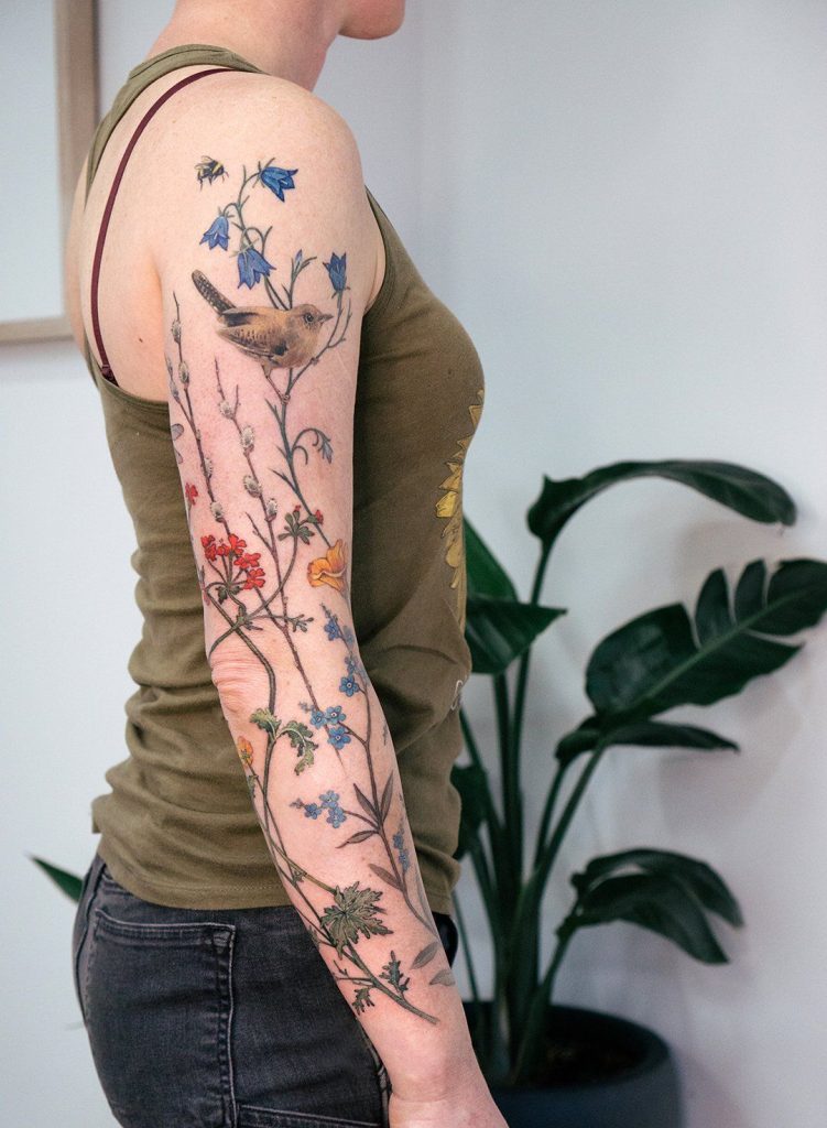 29 Wildflower Tattoo Ideas: Dainty Fine Line, Arm Sleeves, Ankle Wraps ...