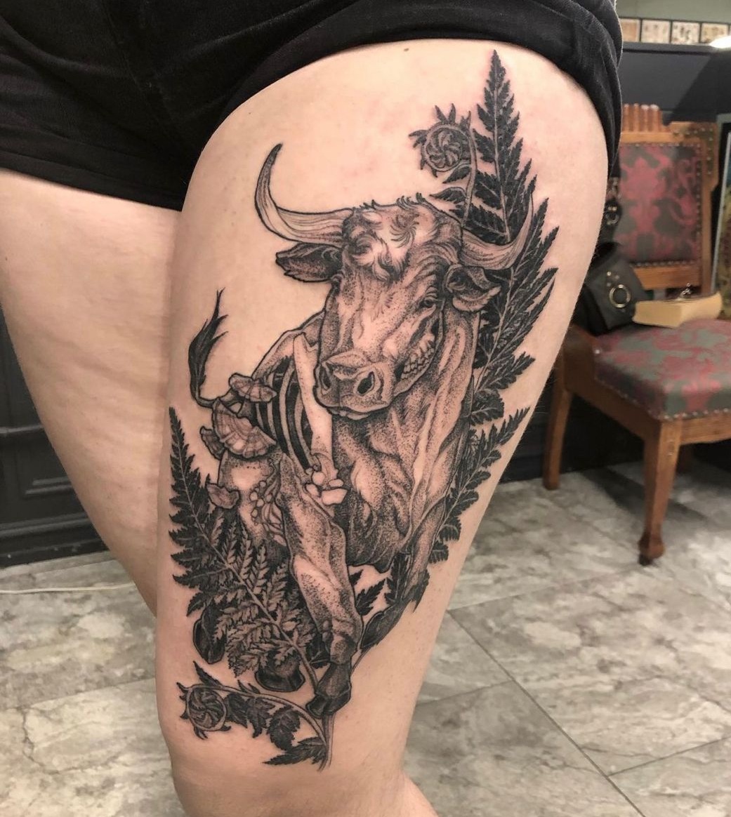 26 Bull Tattoo Ideas – Powerful Designs for Men and Feminine Taurus Zodiac Styles