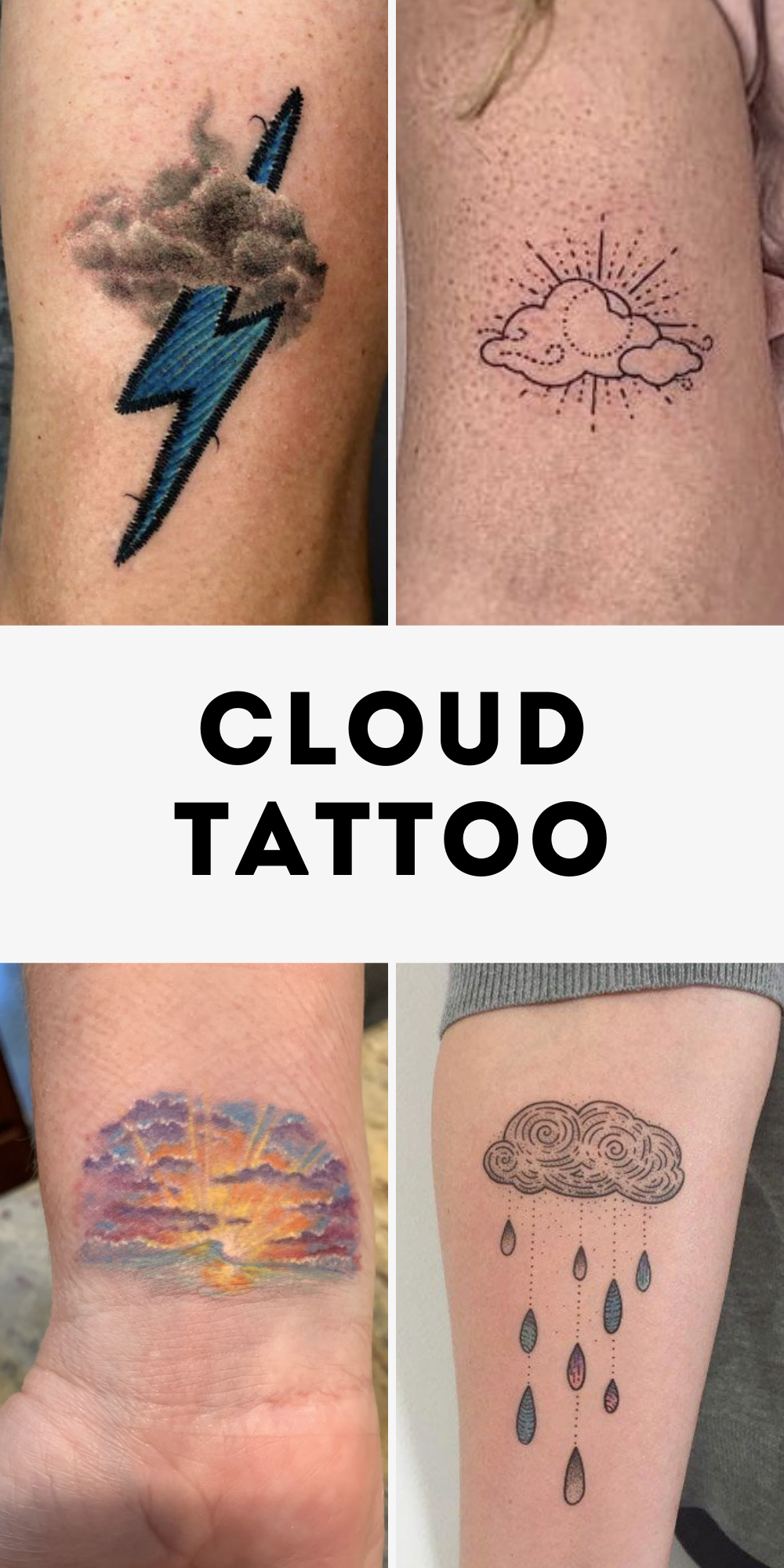 26 Cloud Tattoo Ideas with Sleeve Backgrounds, Stencil Designs, Realistic Heavens, Anime Inspiration