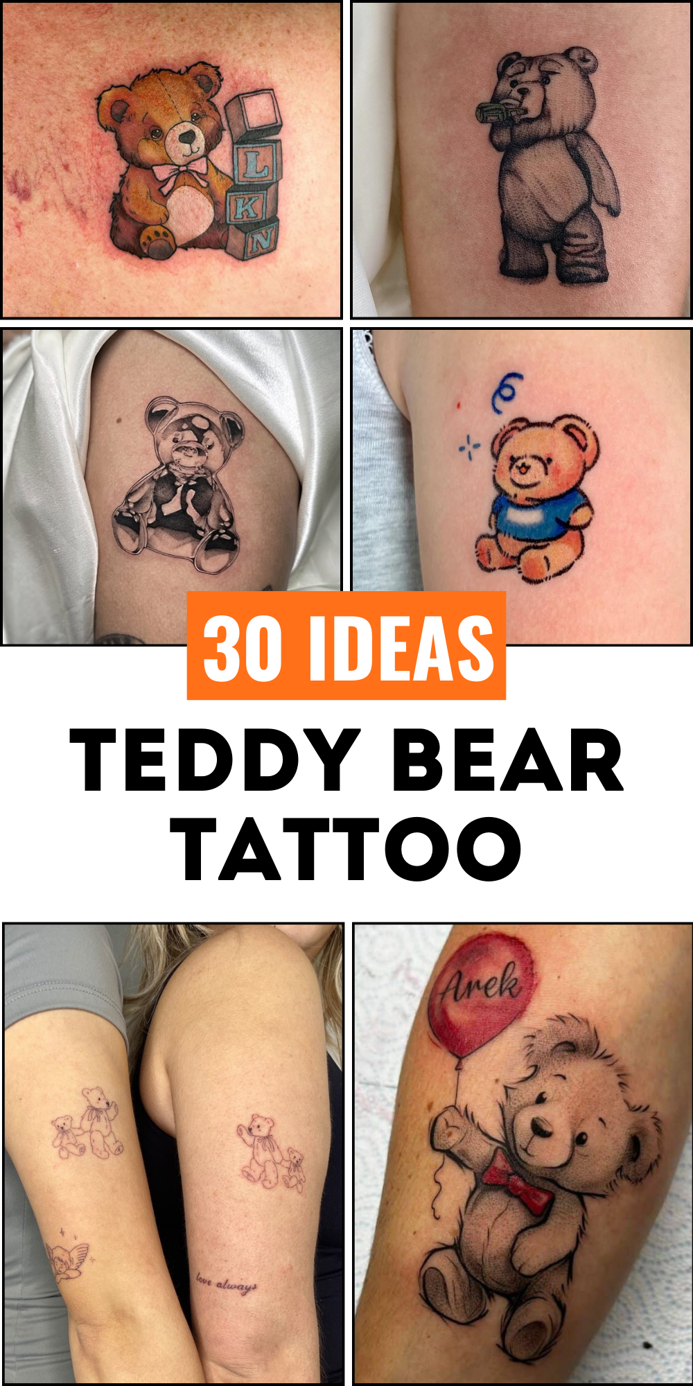 30 Teddy Bear Tattoo Designs 2025 – Cute, Realistic, Fine Line, Matching, Feminine &#038; Dark Tattoo Ideas