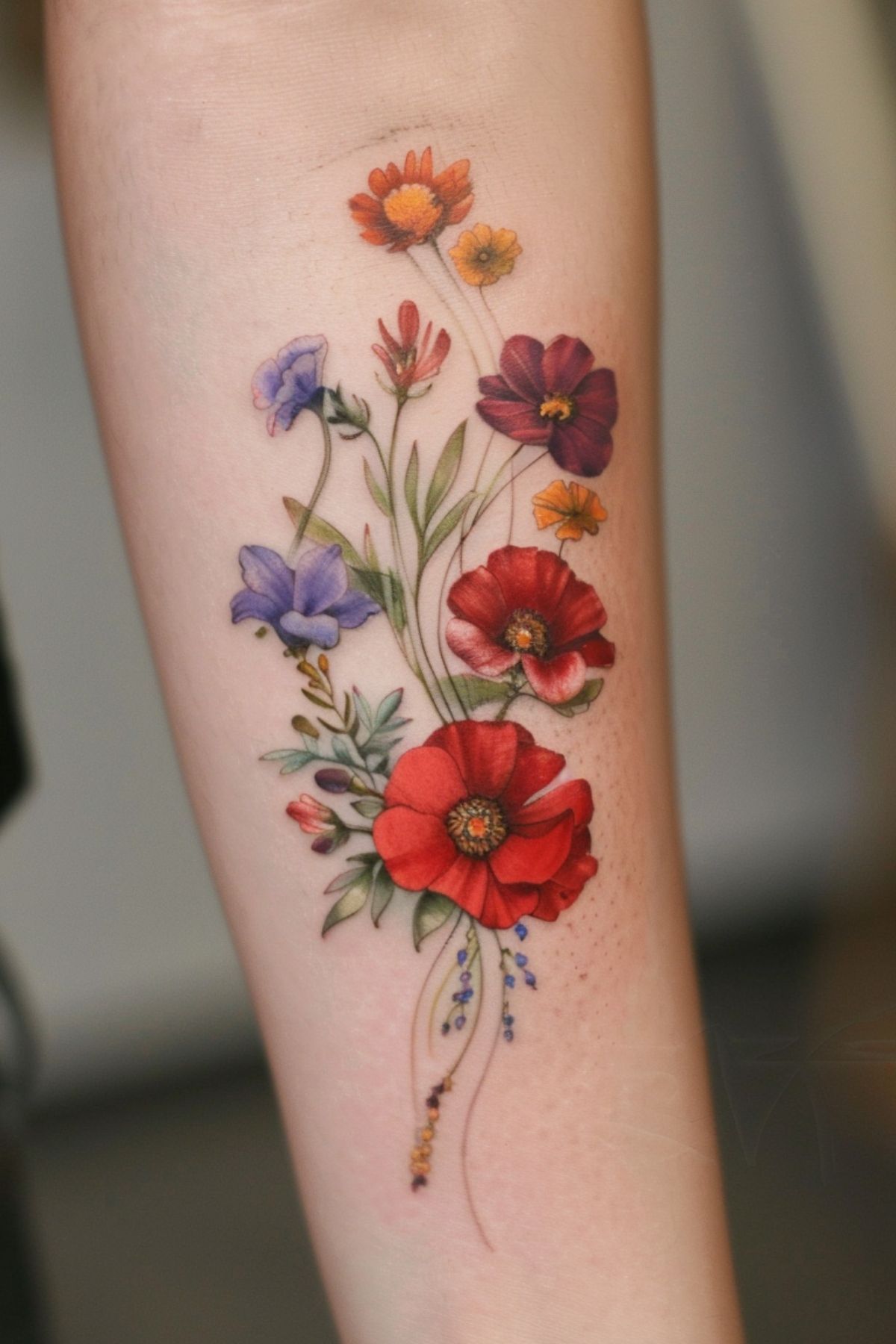 29 Flower Bouquet Tattoo Ideas: Fine Line, Birth Month and Family Designs for Women