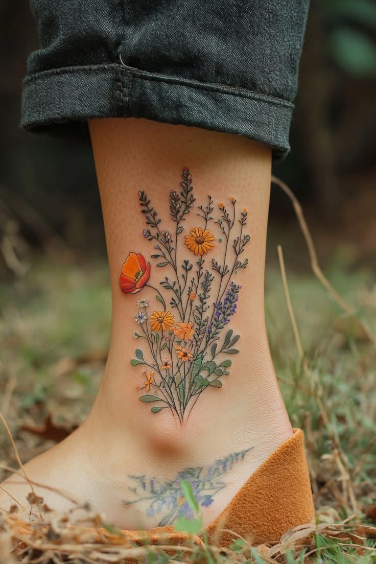 29 Flower Bouquet Tattoo Ideas: Fine Line, Birth Month and Family Designs for Women