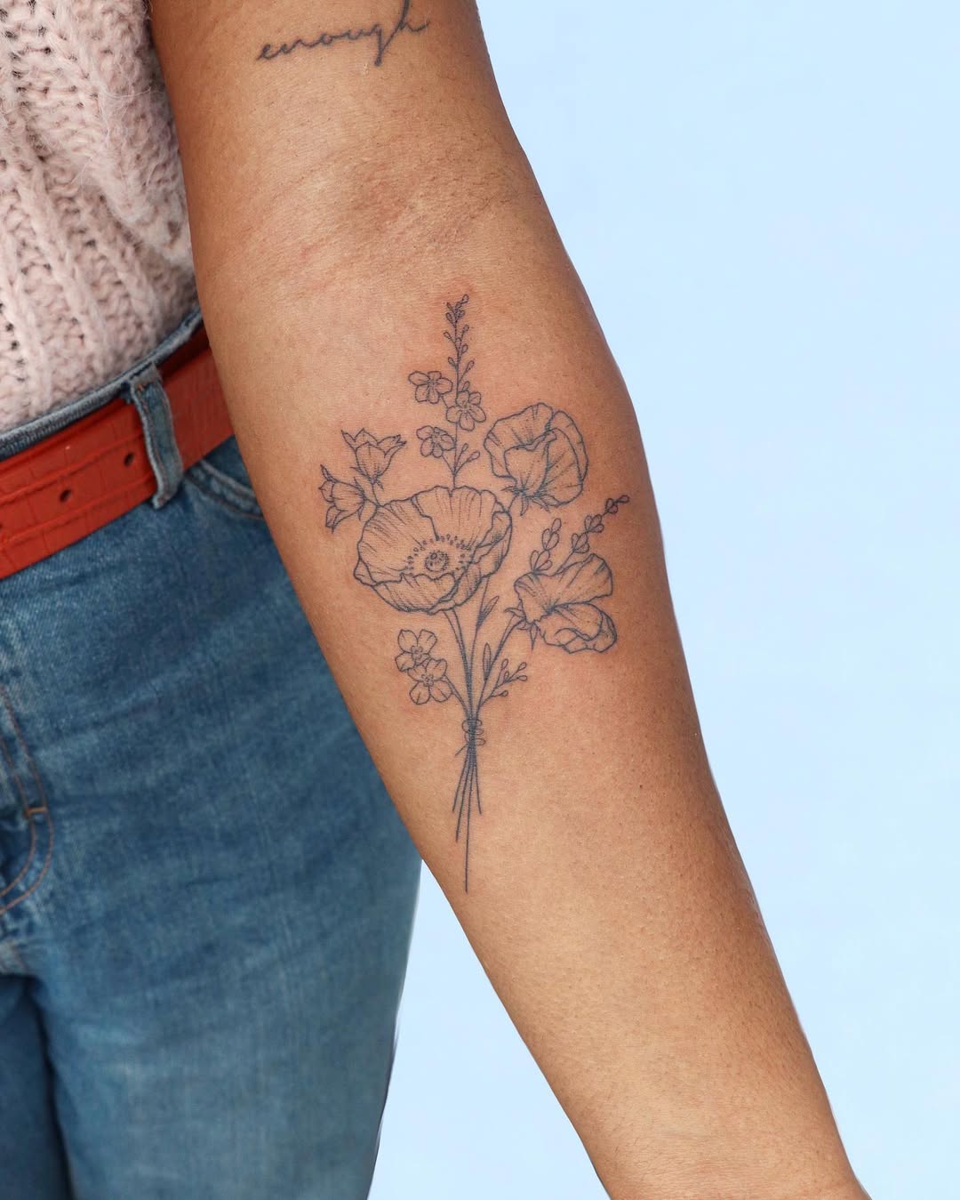 29 Flower Bouquet Tattoo Ideas: Fine Line, Birth Month and Family Designs for Women