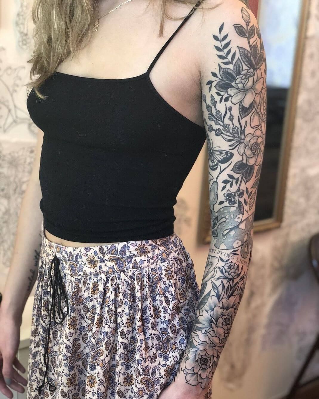 28 Flower Sleeve Tattoo Ideas: Fine Line Floral Designs, Butterfly Accents, And Bold Color Sleeves For Women