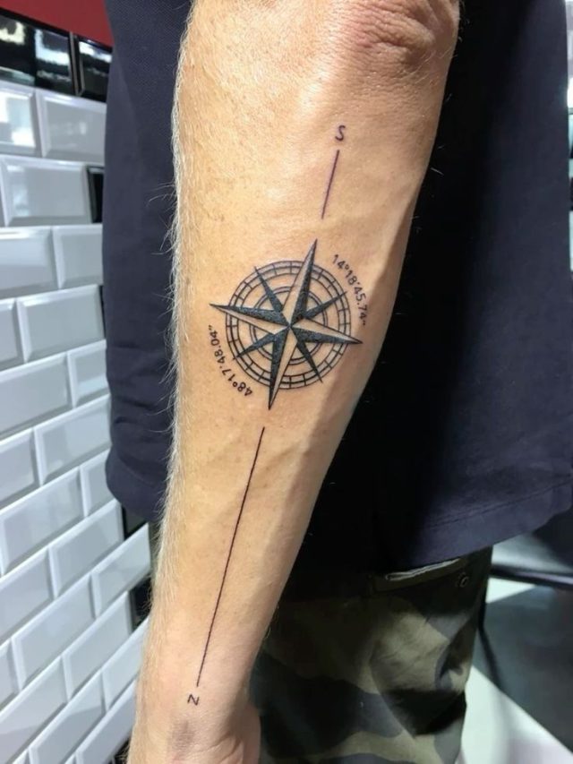 Compass Fine Line Compass Tattoo Ideas 2026 for Men and Women with Nautical Fine Line ...