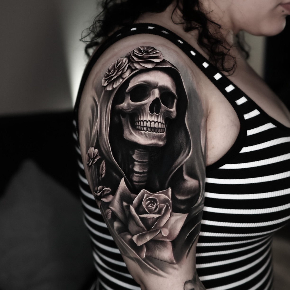 31 Santa Muerte Tattoo Ideas 2026: Powerful Designs with Meaning, Faith, and Timeless Black & Grey Style